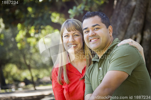 Image of Attractive Mixed Race Couple Portrait at the Park