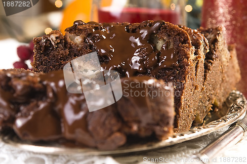 Image of Christmas chocolate cake with decoration 