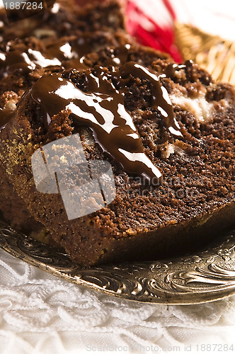 Image of Christmas chocolate cake with decoration 