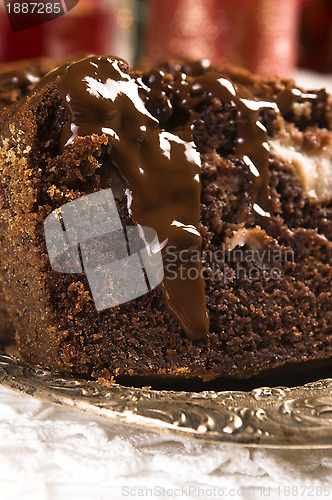 Image of Christmas chocolate cake with decoration 