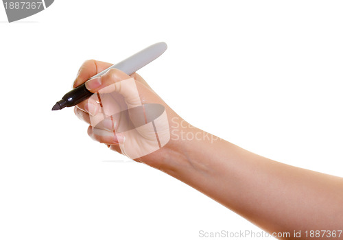 Image of Woman's hand with a black marker