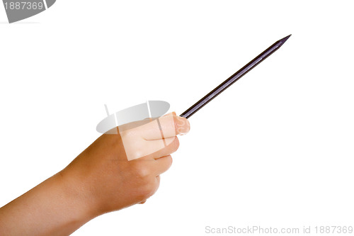 Image of Woman's hand with a black pencil