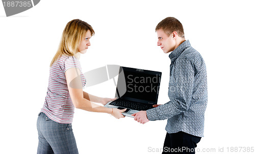 Image of the fight for laptop