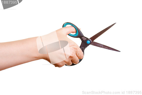 Image of Woman's hand with the scissors