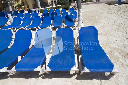 Image of Blue Beach Lounge Chairs