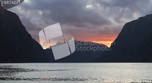 Image of evening view over fjord in norway