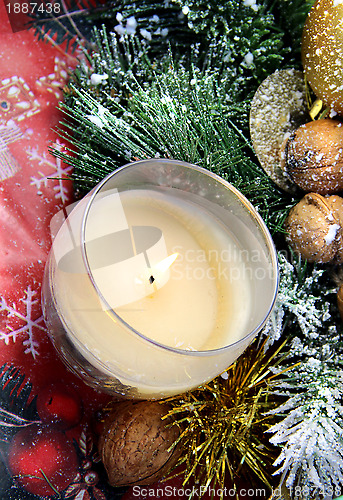 Image of Christmas decoration with candle