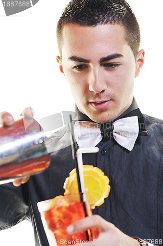 Image of barman portrait isolated on white background