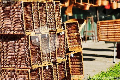 Image of cane furninture and dishes