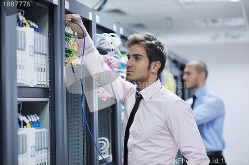 Image of it engineers in network server room