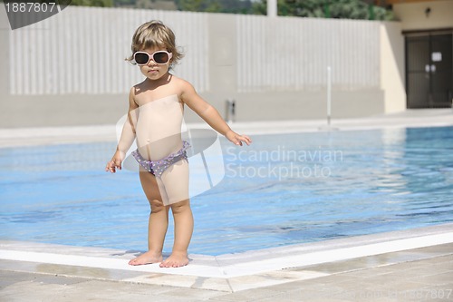 Image of beautiful woman relax on swimming pool