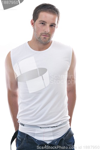 Image of healthy fit young man islated on white background