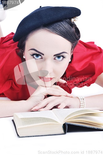 Image of beautiful young woman read book