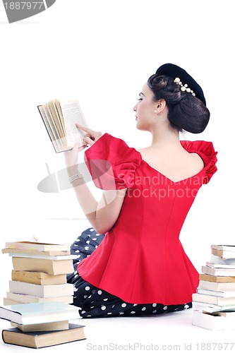 Image of beautiful young woman read book