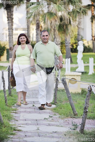 Image of happy seniors couple  on beach