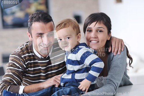 Image of happy young family have fun  at home