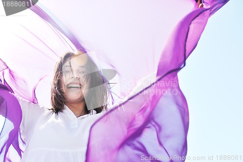 Image of young woman relax  on beach