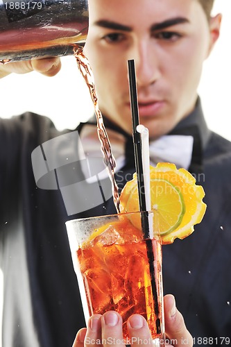 Image of barman portrait isolated on white background