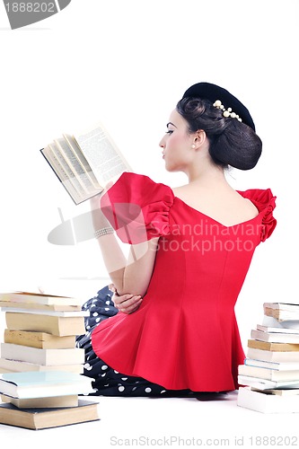 Image of beautiful young woman read book