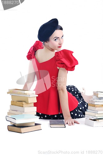 Image of beautiful young woman read book