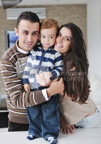Image of happy young family have fun  at home