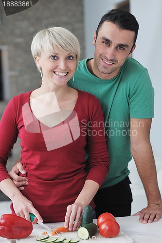 Image of young couple have fun in modern kitchen
