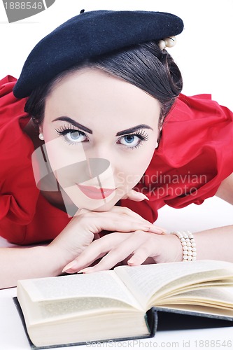 Image of beautiful young woman read book