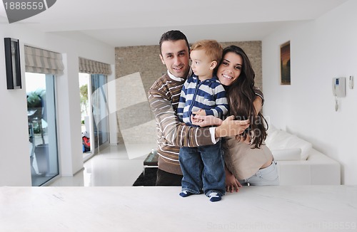 Image of happy young family have fun  at home