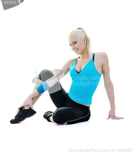 Image of fitness and exercise with blonde woman