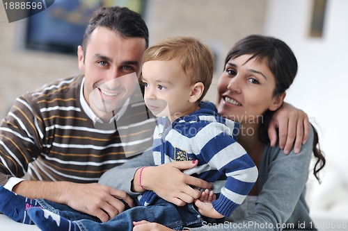 Image of happy young family have fun  at home