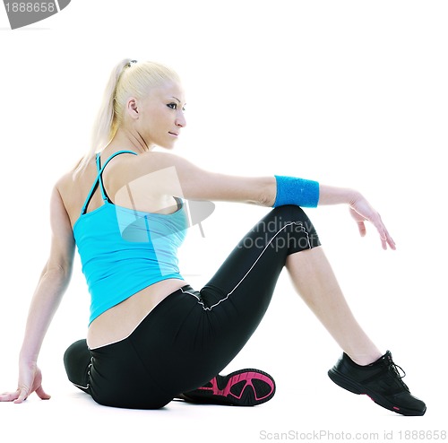 Image of fitness and exercise with blonde woman