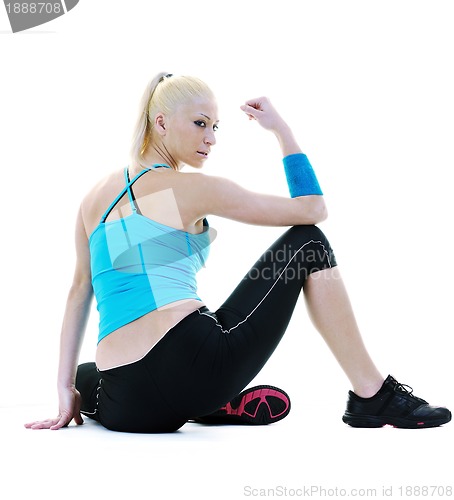 Image of fitness and exercise with blonde woman