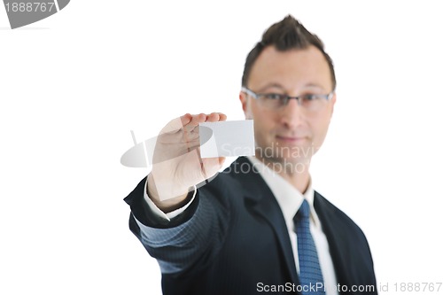 Image of young businessman with empty business card