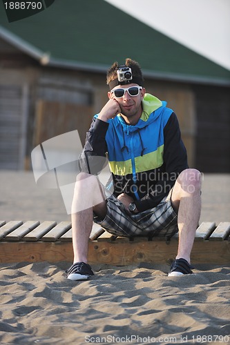 Image of man relax on beach