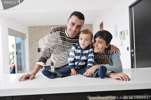 Image of happy young family have fun  at home