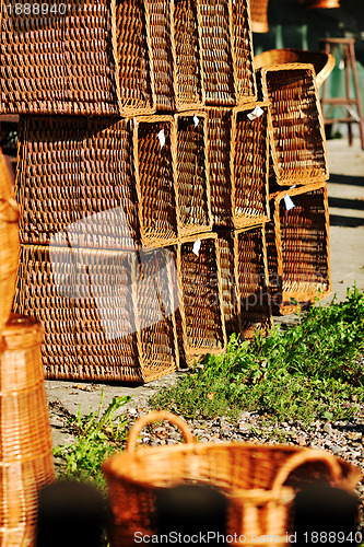 Image of cane furninture and dishes