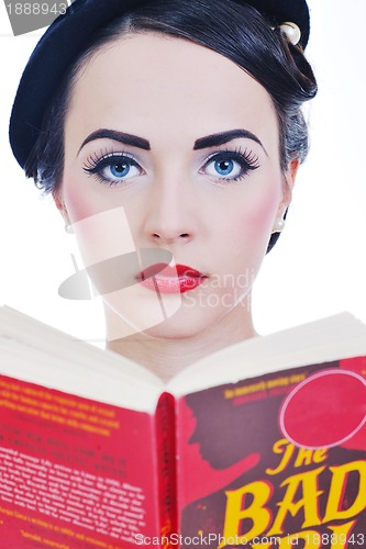 Image of beautiful young woman read book