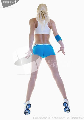 Image of fitness and exercise with blonde woman