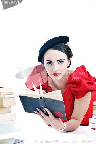Image of beautiful young woman read book