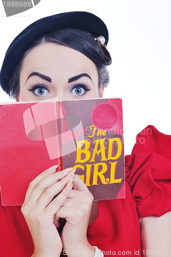 Image of beautiful young woman read book