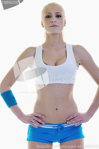 Image of fitness and exercise with blonde woman
