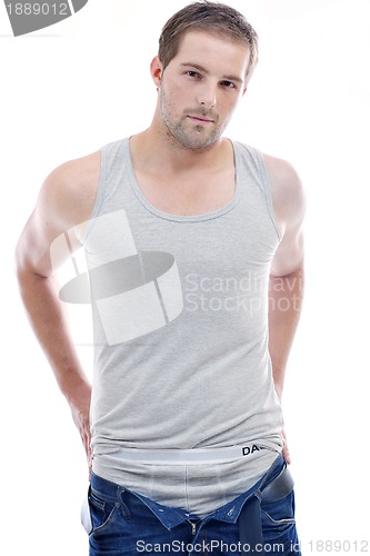 Image of healthy fit young man islated on white background