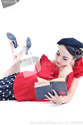 Image of beautiful young woman read book