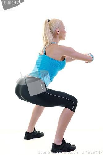 Image of fitness and exercise with blonde woman
