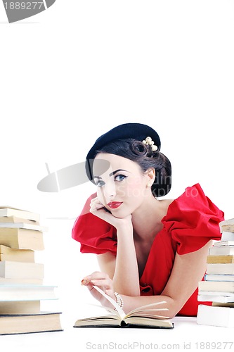 Image of beautiful young woman read book