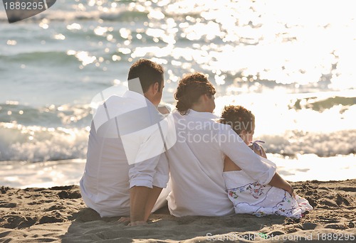 Image of happy young  family have fun on beach