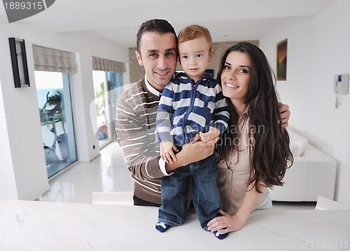 Image of happy young family have fun  at home