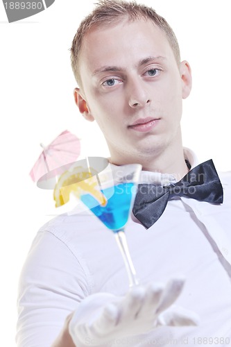 Image of barman portrait isolated on white background