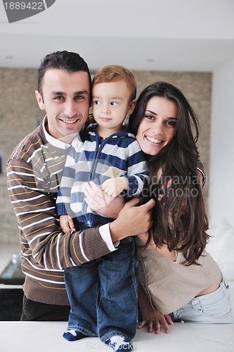 Image of happy young family have fun  at home