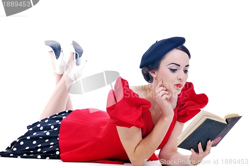 Image of beautiful young woman read book